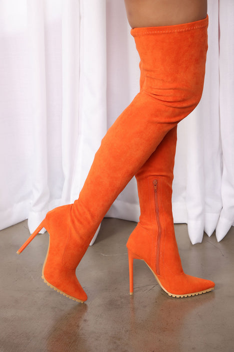Orange sale knee boots