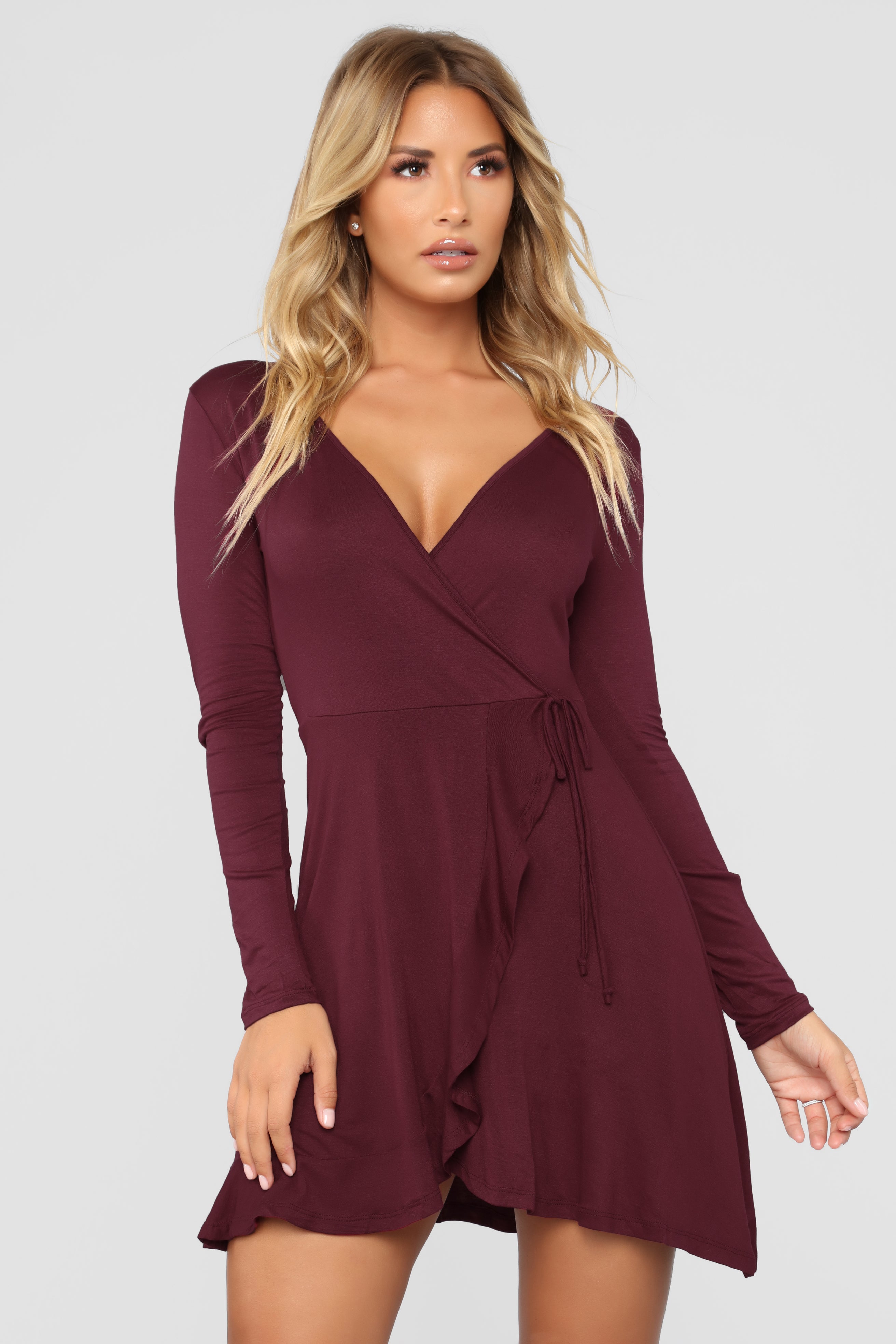 Sondra Wrap Dress Burgundy