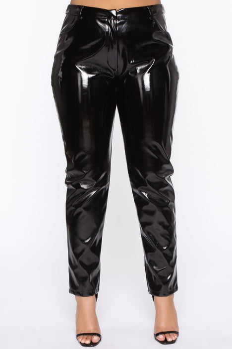You Get Pretty Wild Latex Pants Black Fashion Nova Pants