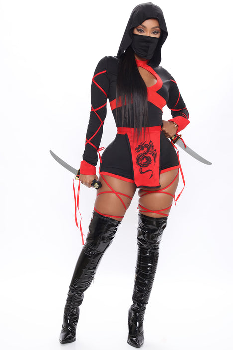Dragon Ninja 3 Piece Costume Set Black Red
