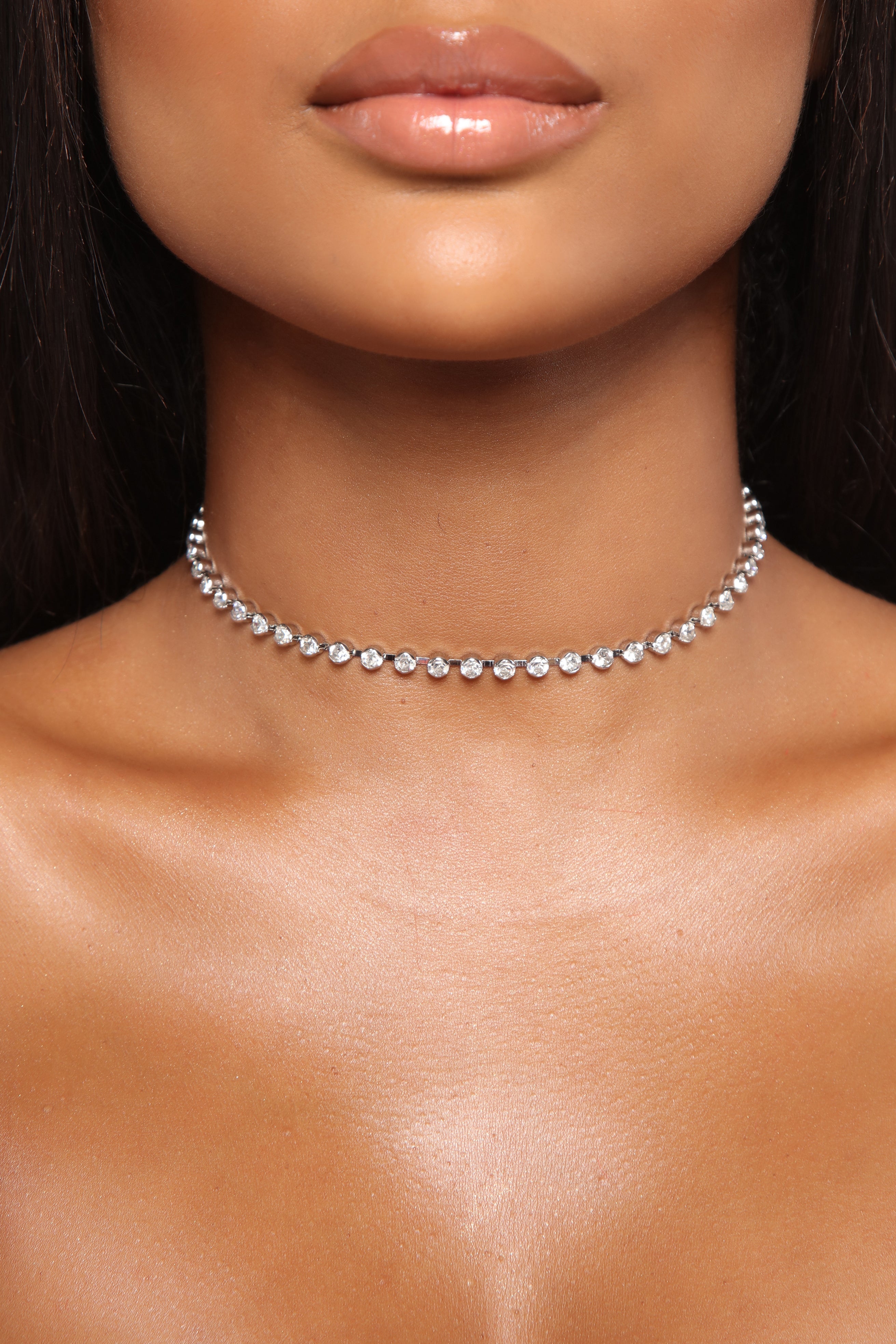 Danielle Rhinestone Choker Silver Fashion Nova Jewelry
