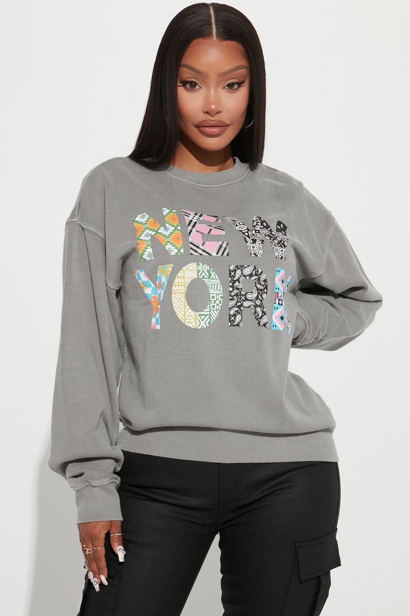 New York Livin Crew Neck Sweatshirt Charcoal