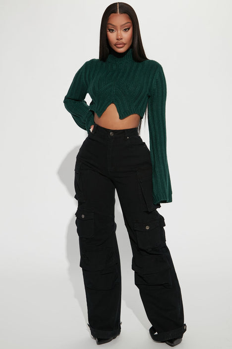 Rebel Heart Cropped Turtleneck Sweater Hunter