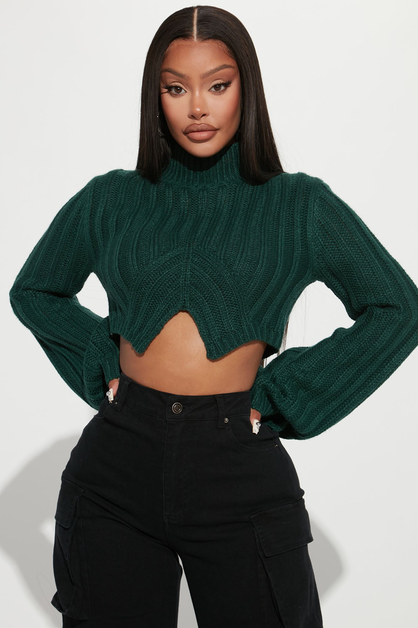 Rebel Heart Cropped Turtleneck Sweater - Hunter, Fashion Nova, Sweaters