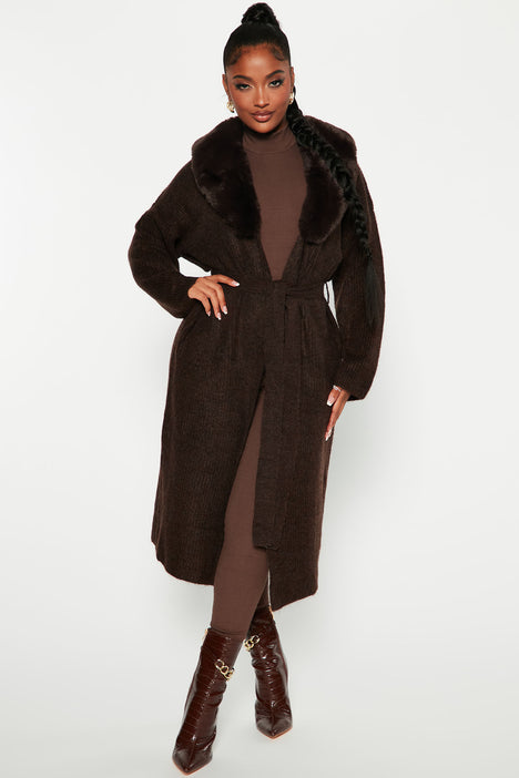 Faux fur sweater coat online