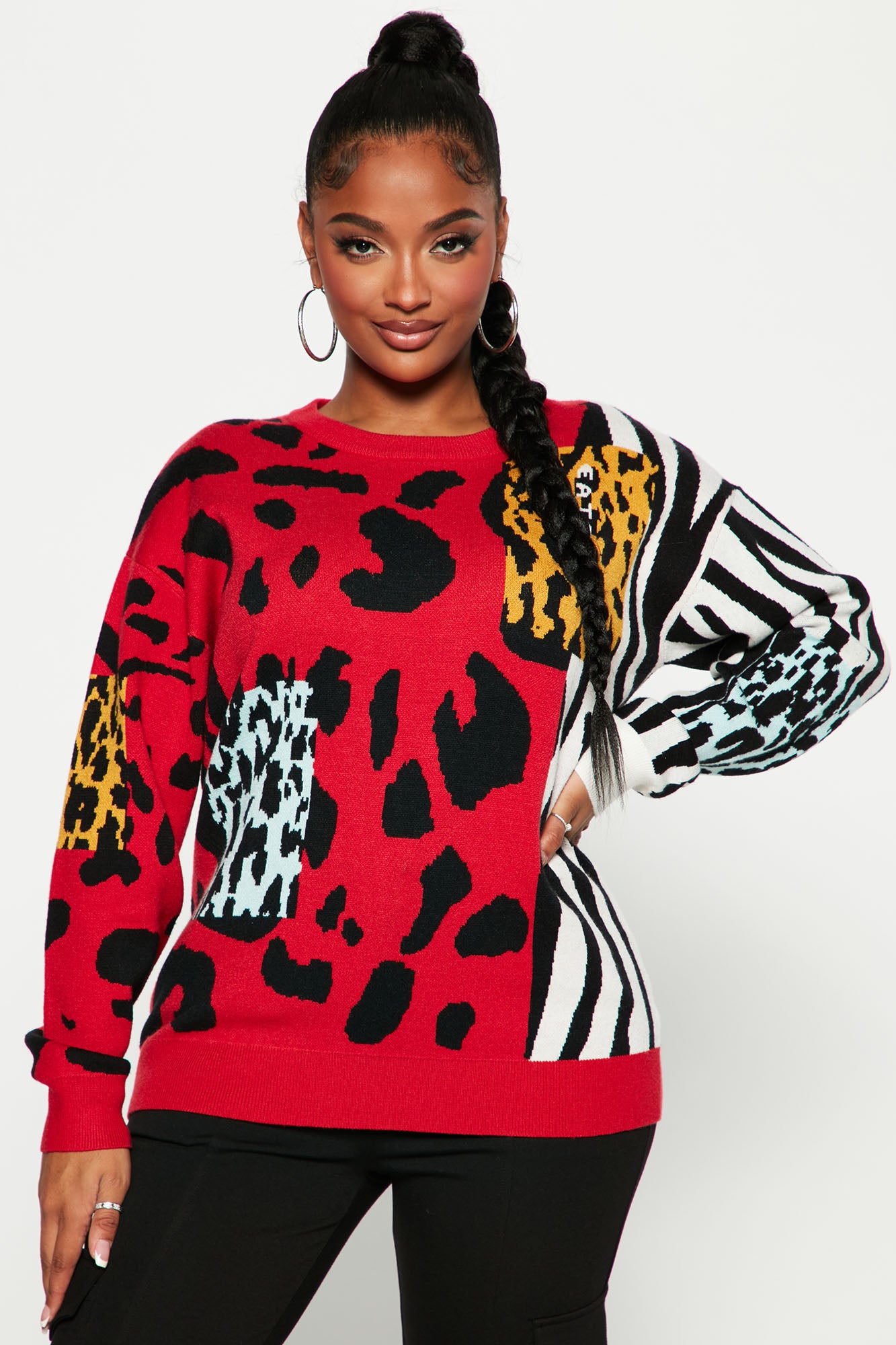 Red cheetah hotsell print sweater