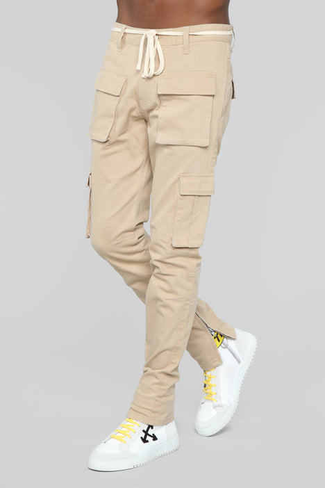 Hunter Cargo Pants - Khaki, Fashion Nova, Mens Pants