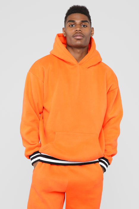 Striped Hem Hoodie Orange