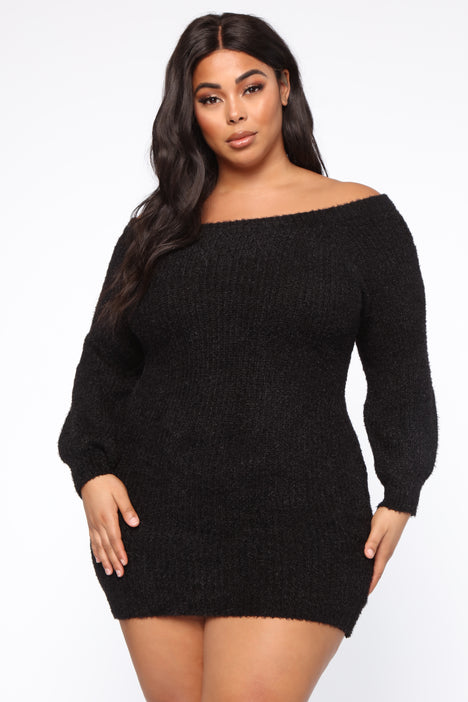 Off shoulder sweater dress plus size best sale