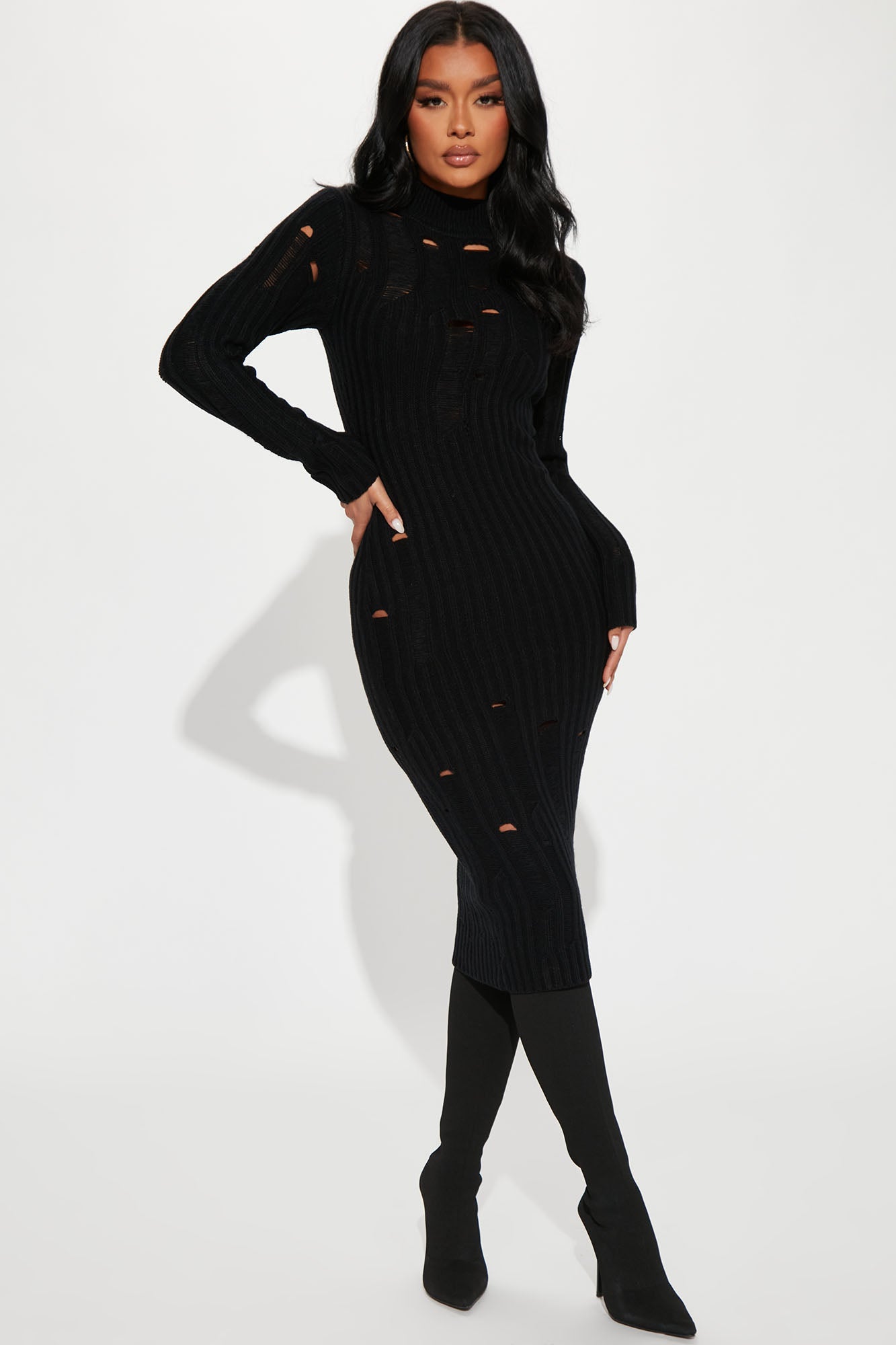 Distressed 2025 sweater dress