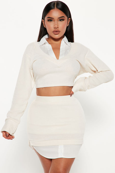 White top deals and skirt