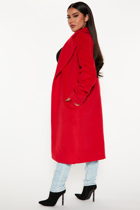 Fashion nova red coat hotsell