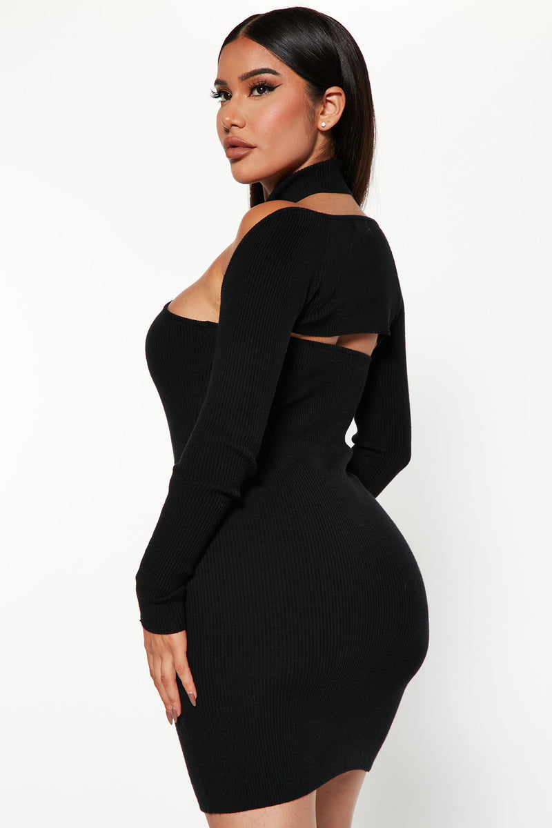 Cut You Out Ribbed Mini Dress Set - Black | Fashion Nova, Dresses ...
