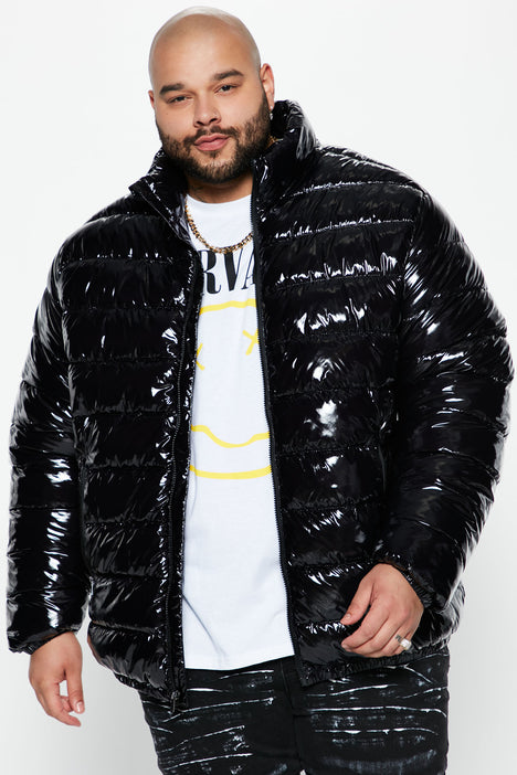 High shine puffer jacket men cheap