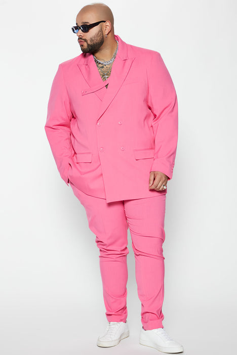 The On One Double Breasted Strap Suit Jacket Hot Pink