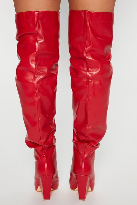 Fashion nova red boots cheap