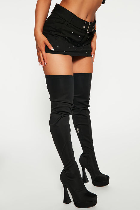 Fashion nova black shop thigh high boots
