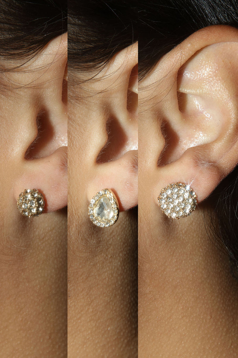 Champagne Showers Stud Earring Set Gold Fashion Nova, Jewelry