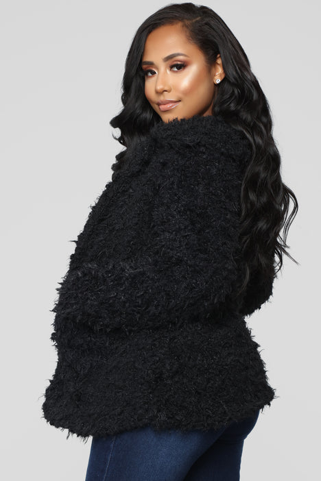 Fuzzy sales jacket black