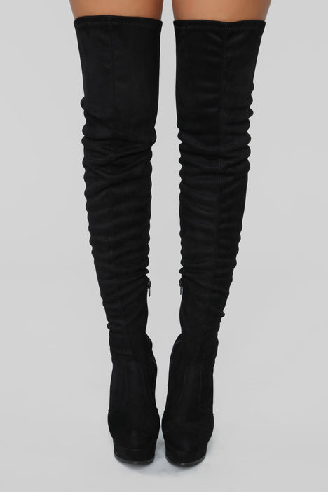 Envious Much Faux Suede Heeled Boot Black Fashion Nova Shoes