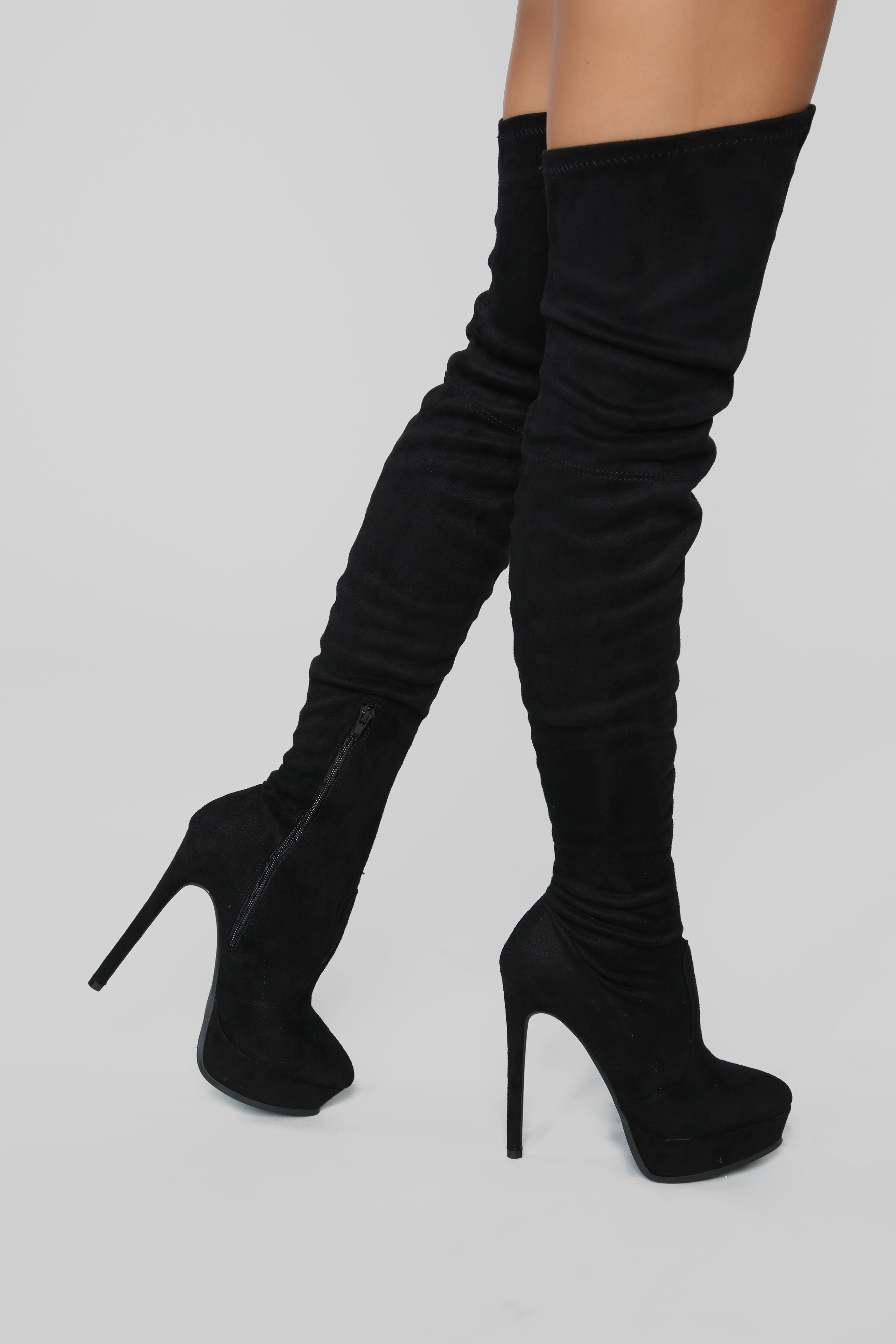 Envious Much Faux Suede Heeled Boot Black Fashion Nova Shoes