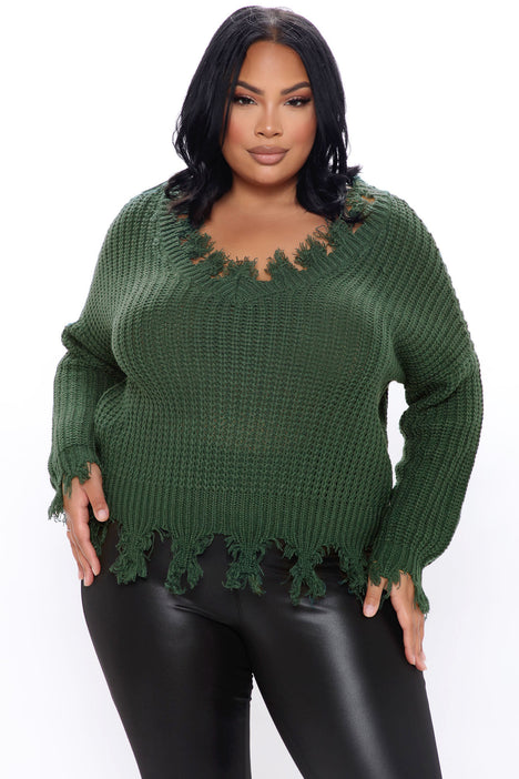 Always Distressing Me Out Sweater Green Fashion Nova Sweaters