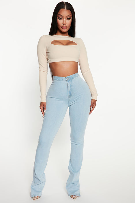 Side Slit Stretch Bootcut Jeans Light Wash Fashion Nova Jeans