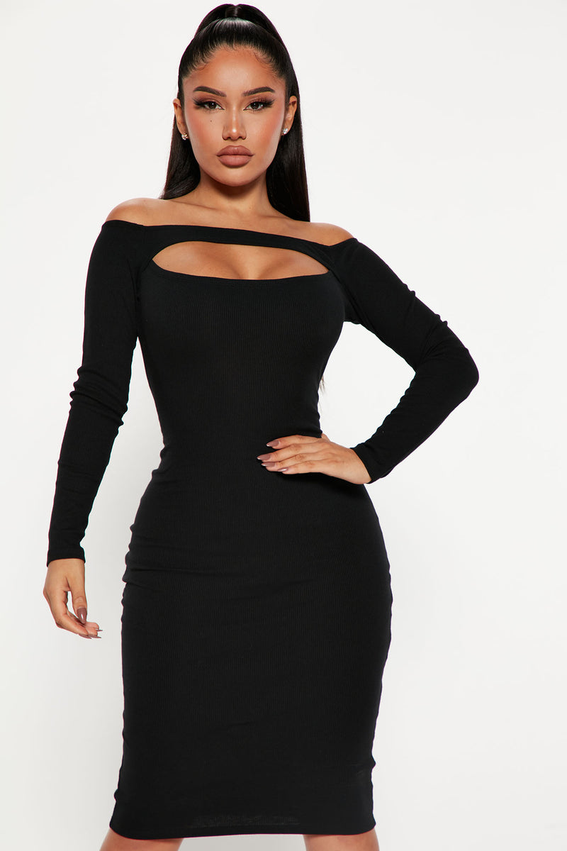 Mariella Ribbed Midi Dress - Black | Fashion Nova, Dresses | Fashion Nova