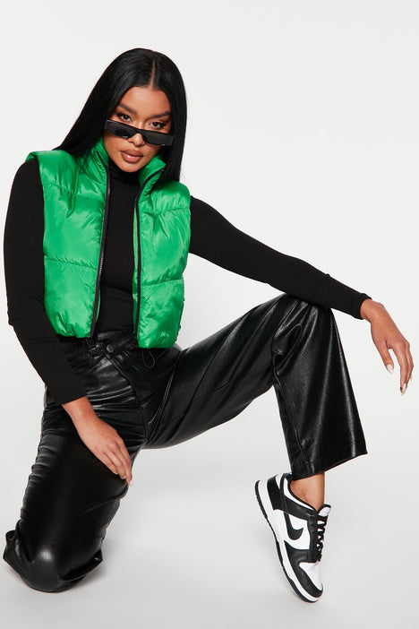 Kelly green puffer vest store
