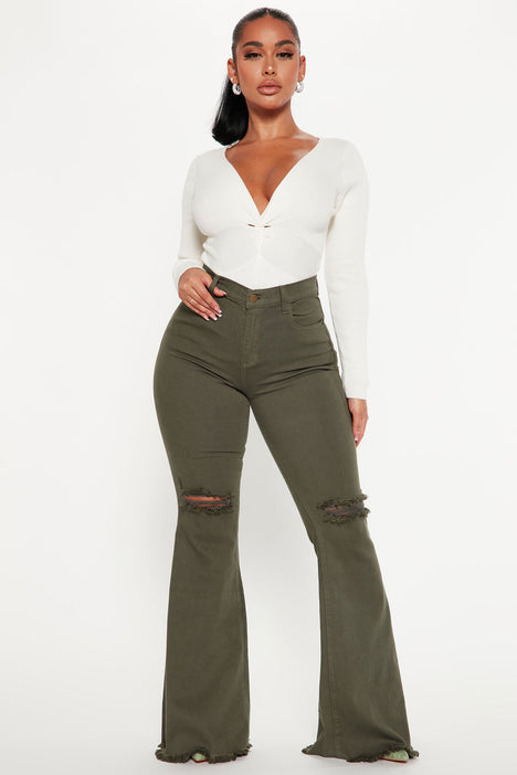 Fashion nova cheap olive green jeans