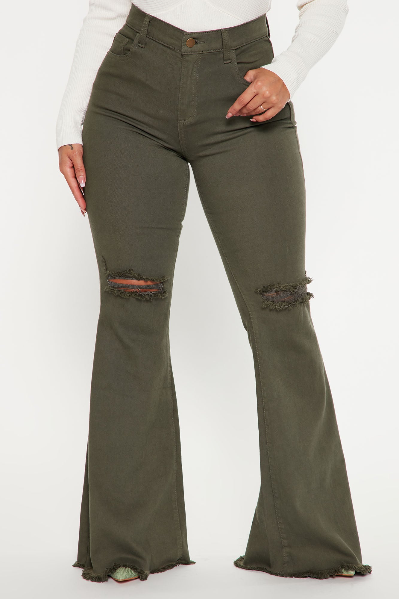 Fashion nova hot sale olive green jeans