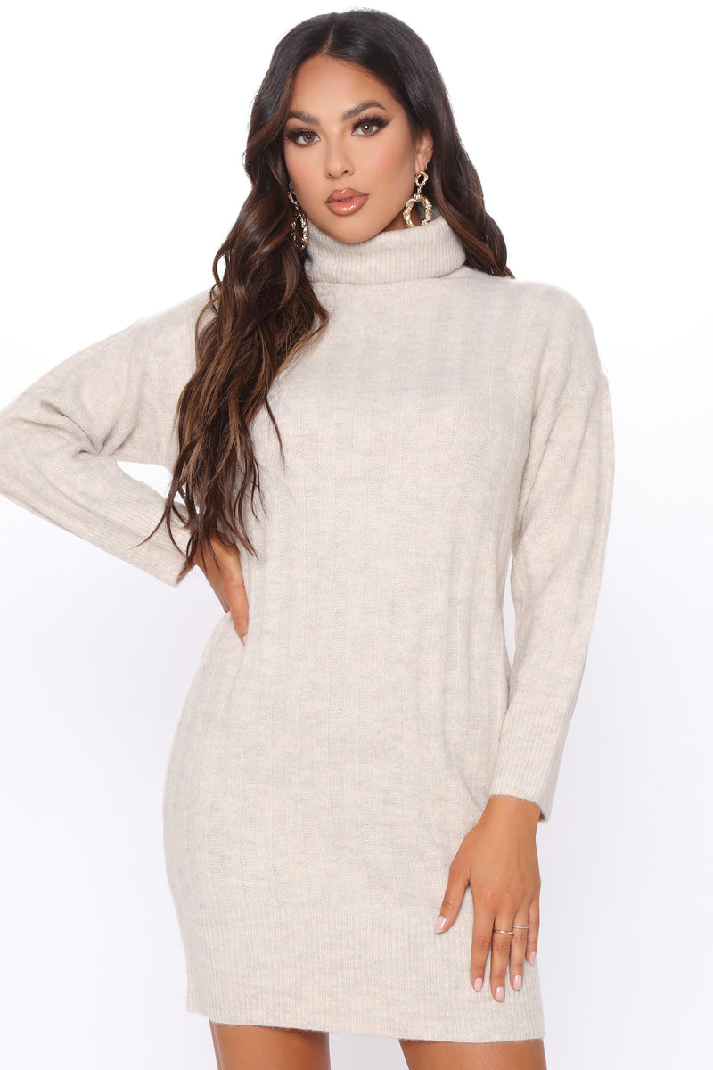Tall Night Bonfire Sweater Mini Dress - Beige | Fashion Nova, Dresses ...