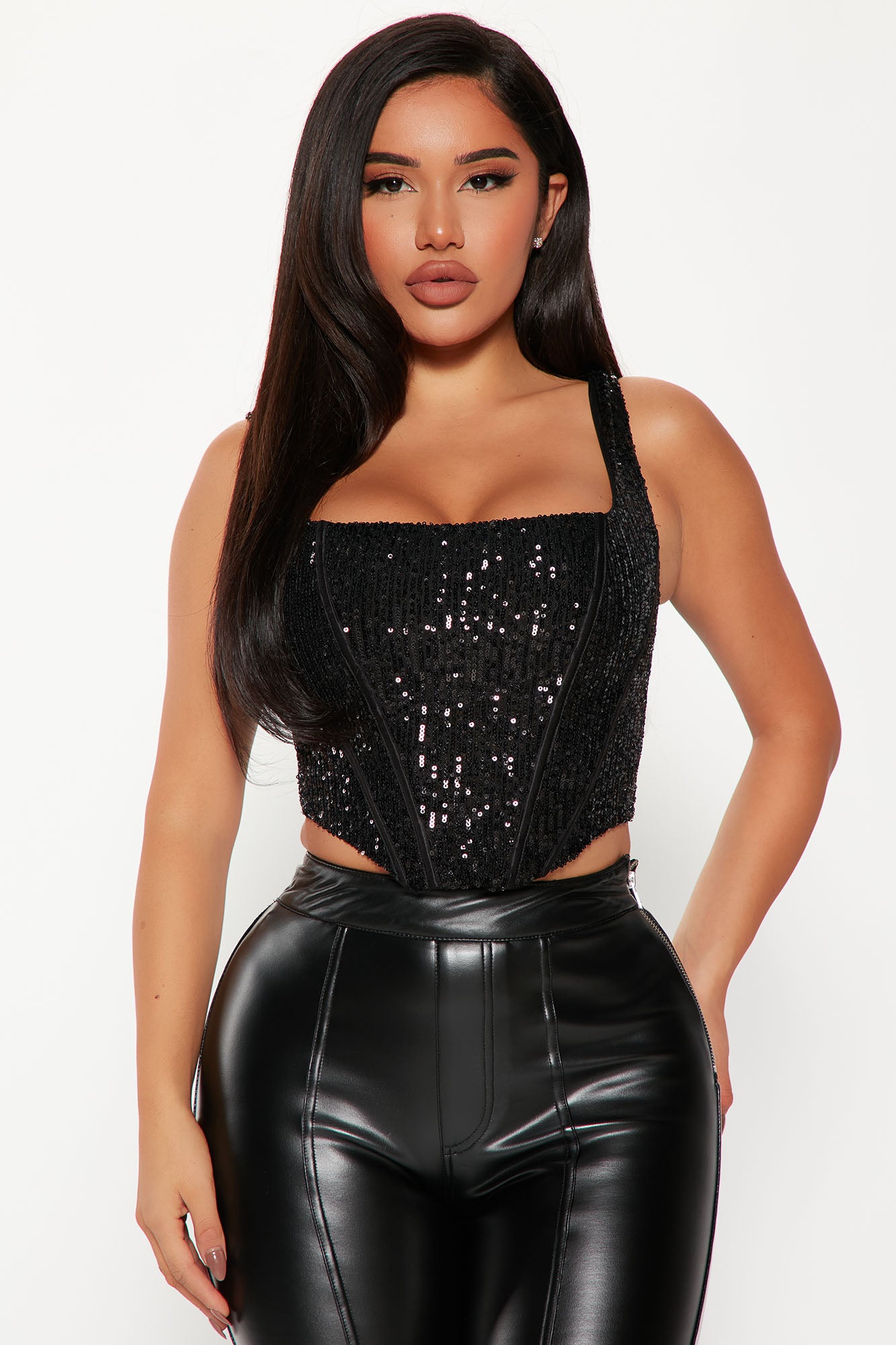 Sierra Sequin Corset Top Black