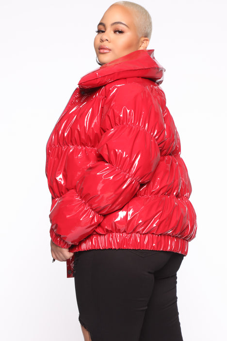 Red latex best sale bubble coat