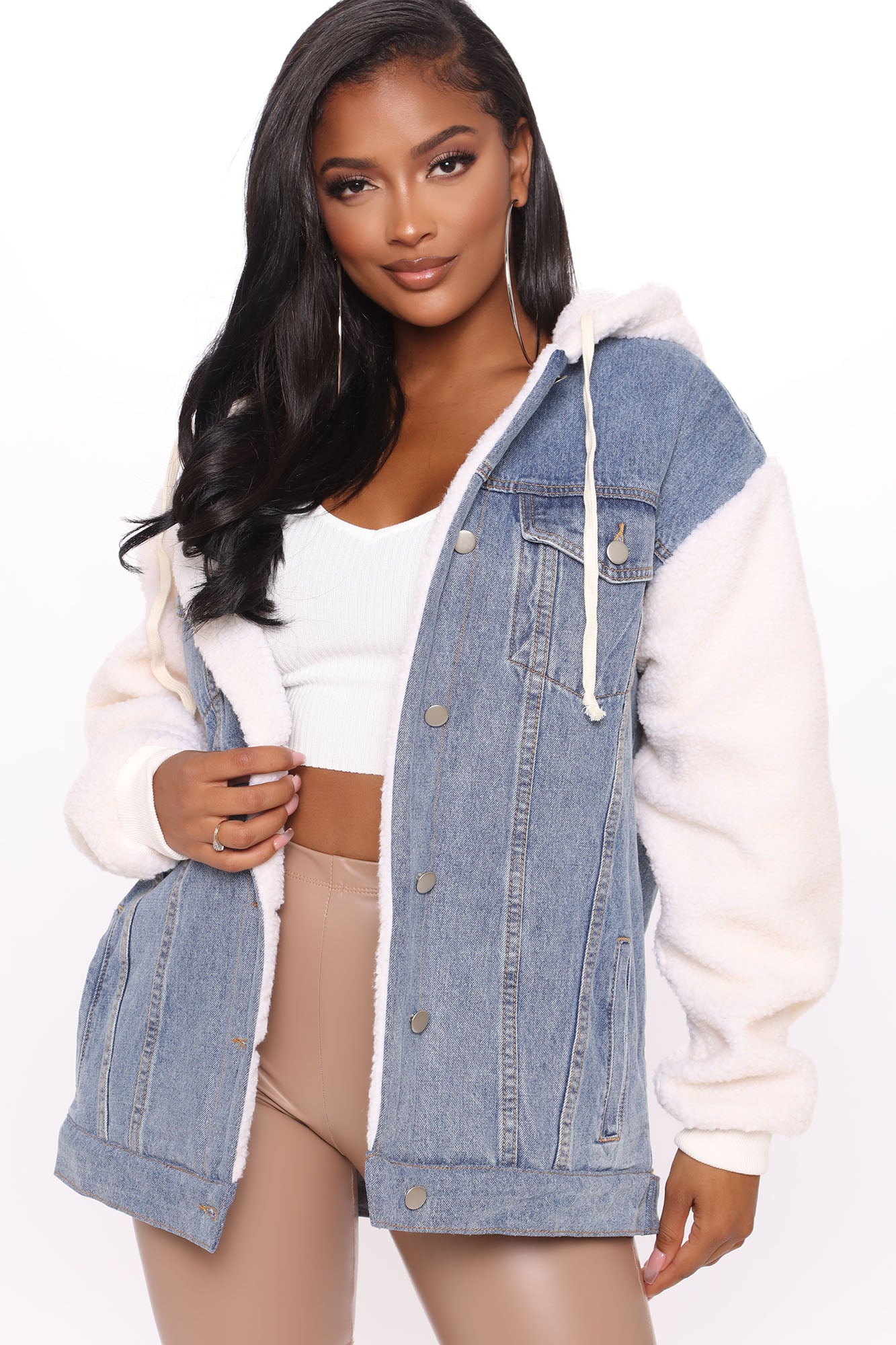 Fuzzy jean jacket oversized new arrivals