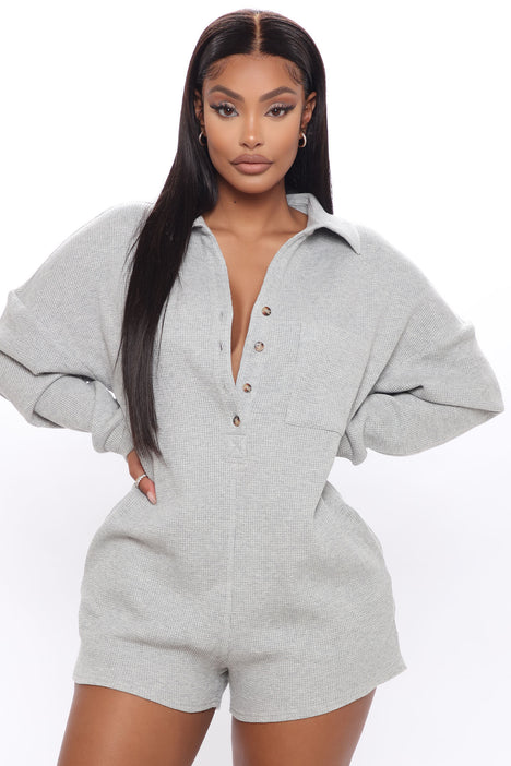 Chilled Out Oversized Romper - Grey | Fashion Nova, Rompers 