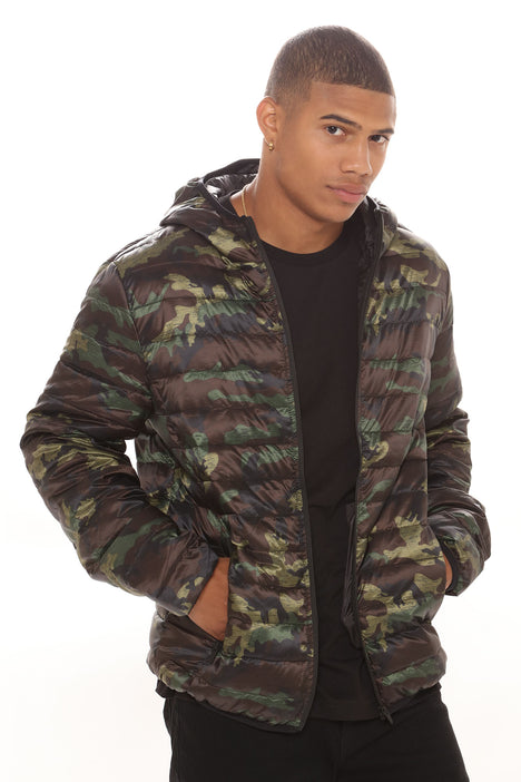 Wesley Packable Hoodie Puffer Jacket Camouflage Fashion Nova