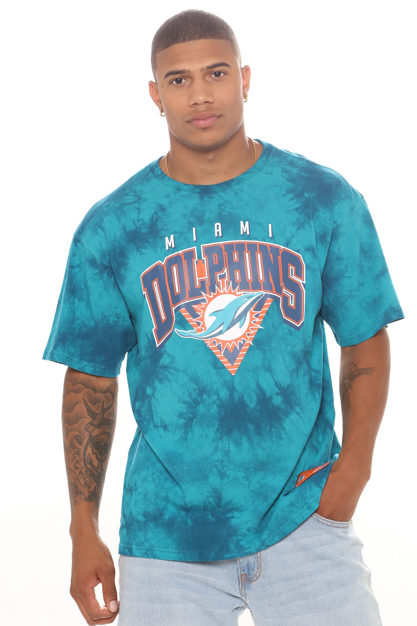 Miami Dolphins Down The Middle Short Sleeve Tee - Teal