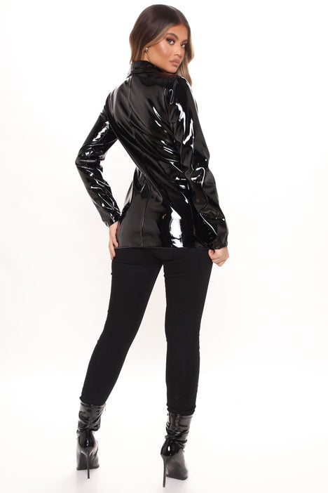 Patent leather blazer store