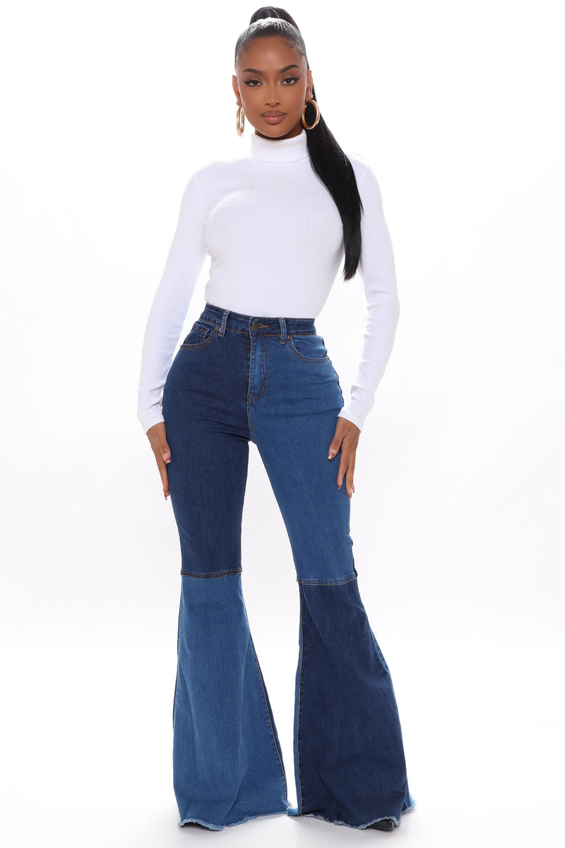 Block Out The Haters Colorblock Flare Jeans - Blue/combo | Fashion Nova ...