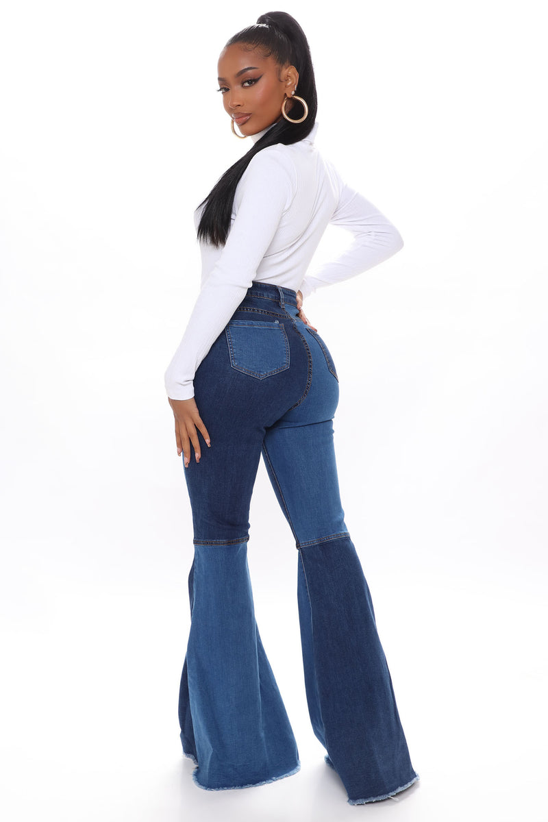 Block Out The Haters Colorblock Flare Jeans - Blue/combo | Fashion Nova ...