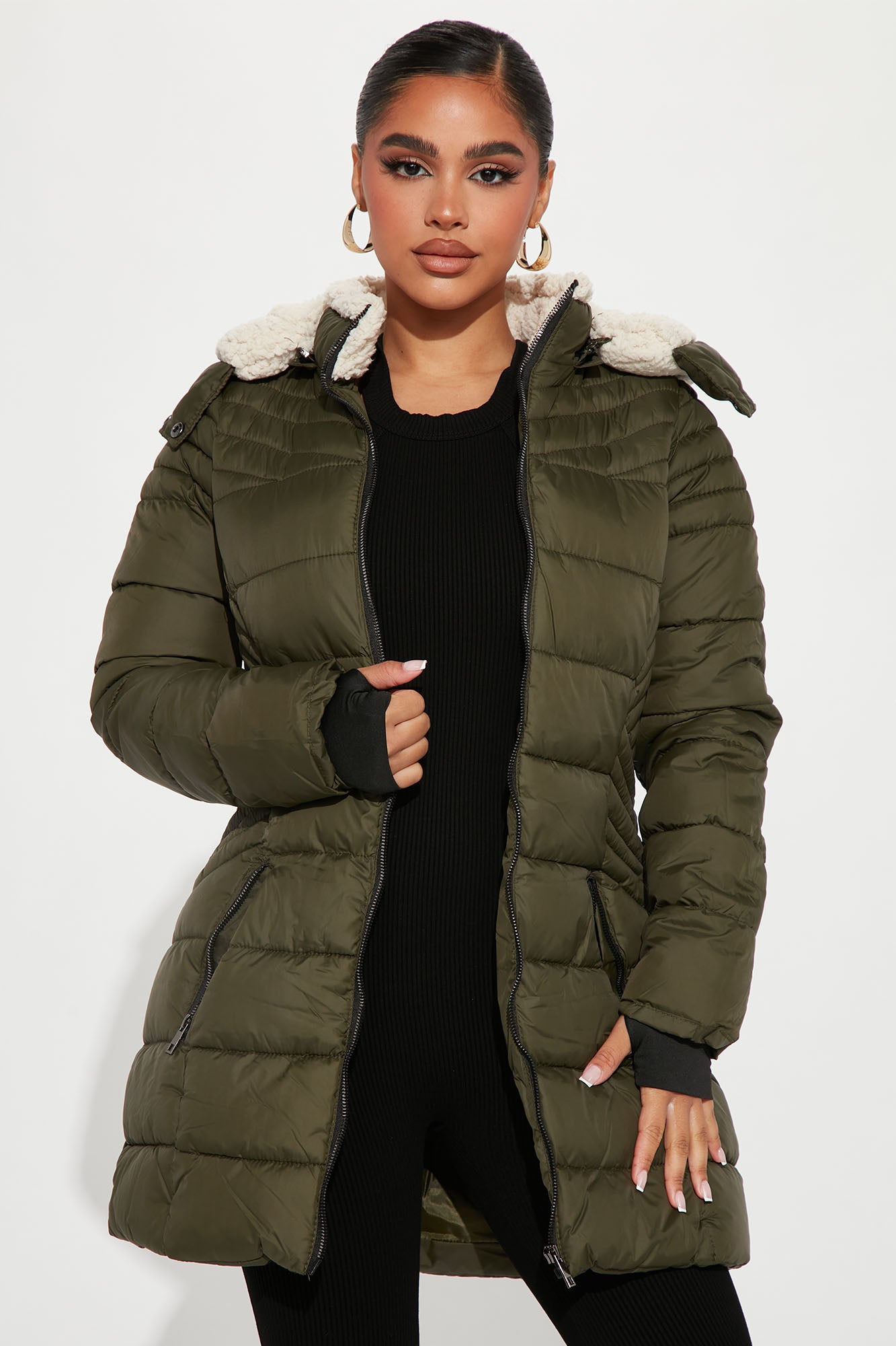 Olive padded sale coat