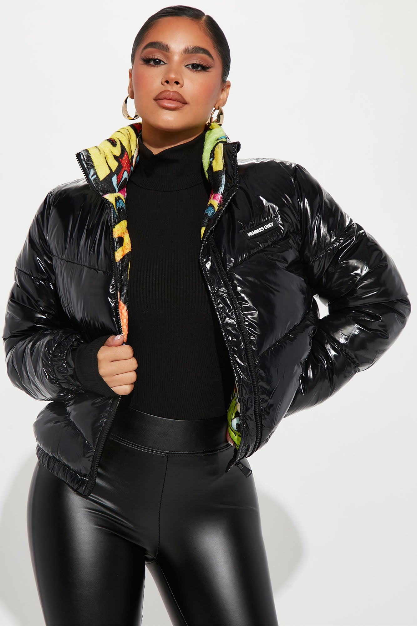 High Shine Nickelodeon Puffer Jacket Black Fashion Nova