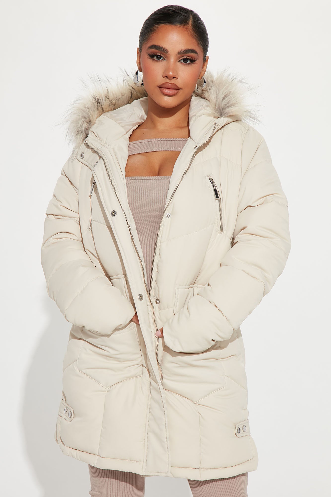 Cream winter hotsell jacket womens