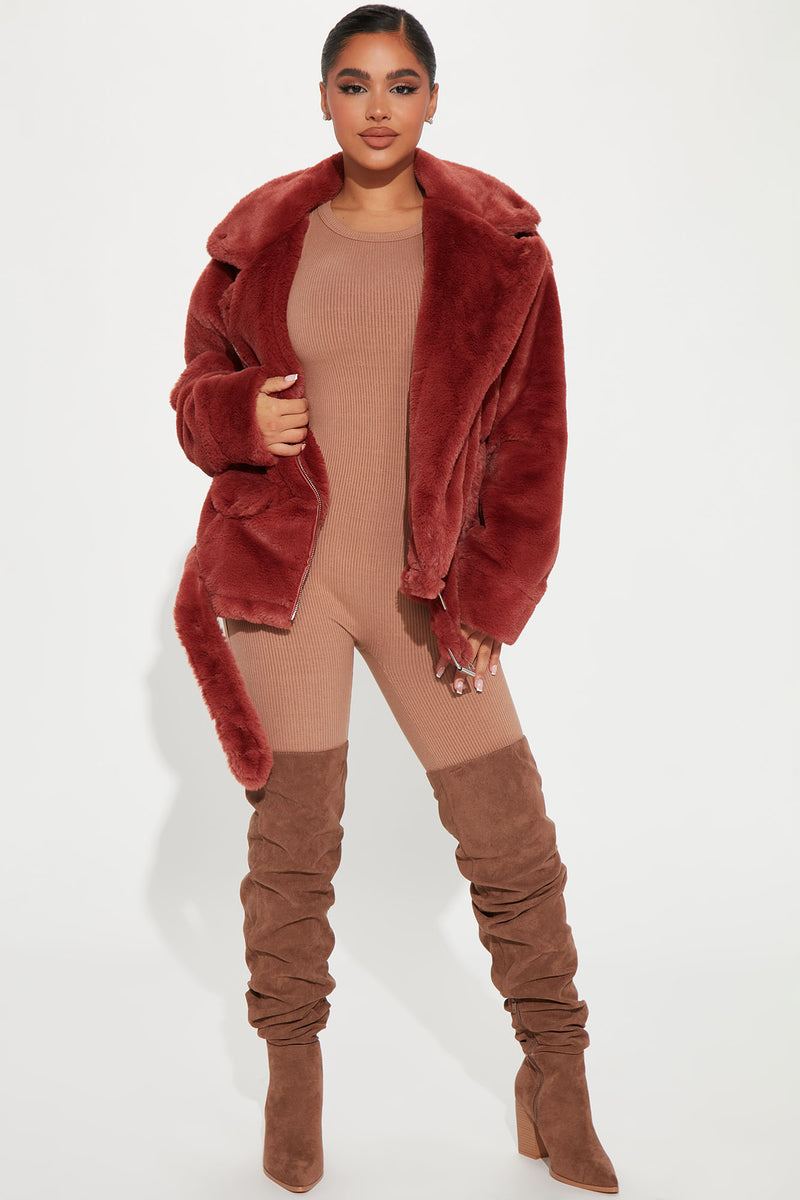 Cool Vibes Faux Fur Jacket - Rust | Fashion Nova, Jackets & Coats ...