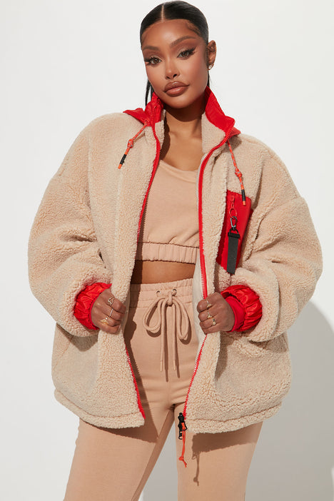 Warm Nights Sherpa Jacket Orange combo