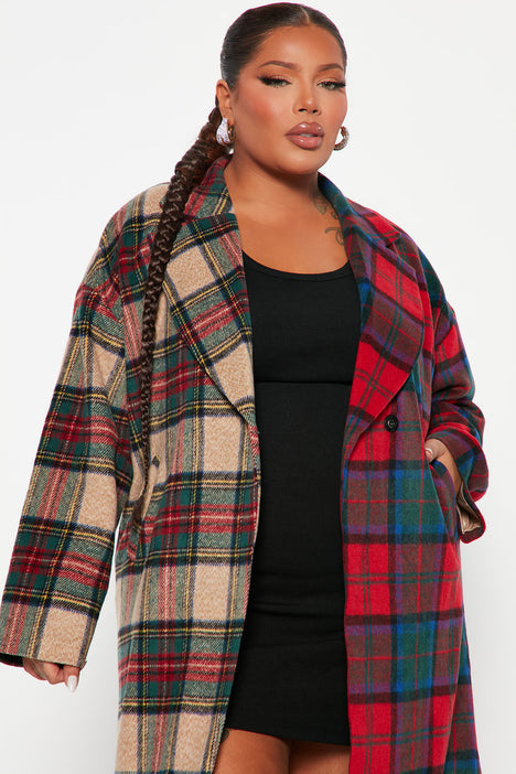 Women's plus on sale size plaid coat