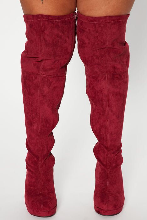 Becca Over The Knee Boots Burgundy