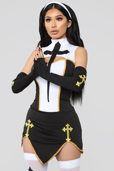Bad Habits Nun 4 Piece Costume Set Black Combo Fashion Nova