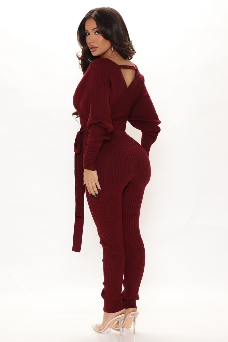 Hold Me Closer Sweater Legging Set - Burgundy | Fashion Nova, Matching ...